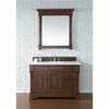 James Martin Vanities Brookfield 48in Single Vanity, Warm Cherry w/ 3 CM White Zeus Quartz Top 147-114-5286-3WZ